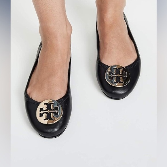 Tory Burch Women's black leather Minnie Travel Ballet Flats Size 41 - Picture 2 of 15